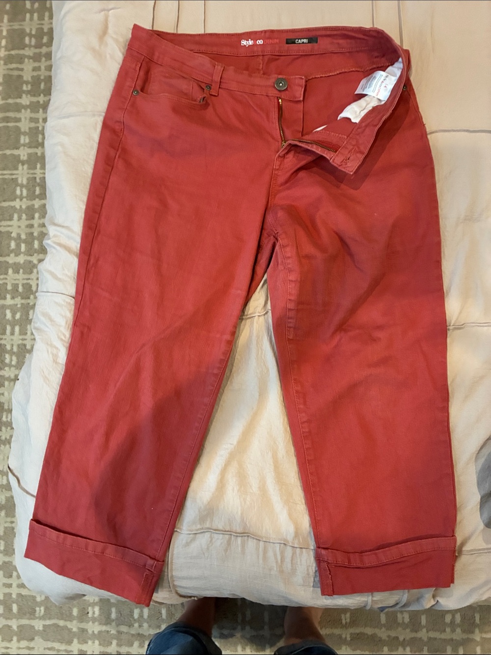 Style & Co. Cropped Capri Jeans in Rust Red